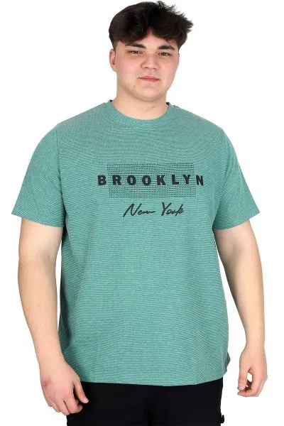 Büyük Beden Erkek Tişört Baskılı BROOKLYN WAFFLE U25002 Çağla