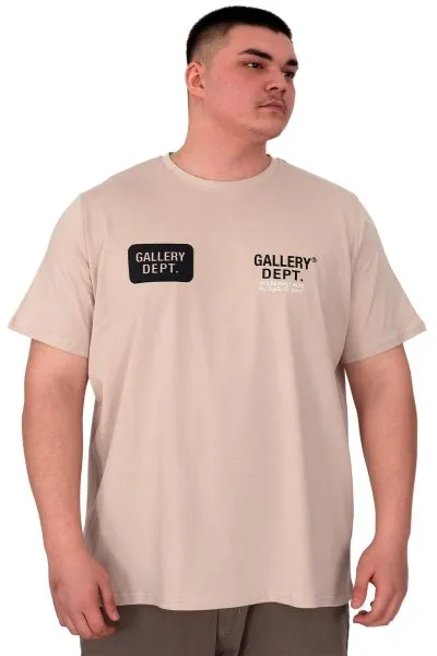 Büyük Beden Erkek T-Shirt Bisiklet Yaka Gallery Dept U25003 Bej