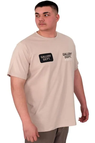 Büyük Beden Erkek T-Shirt Bisiklet Yaka Gallery Dept U25003 Bej