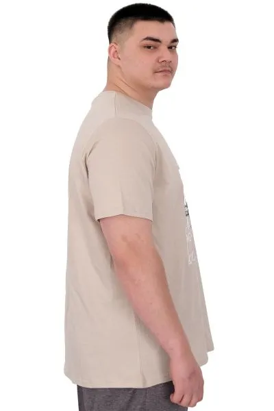 Büyük Beden Erkek T-Shirt Bisiklet Yaka New York U25005 Bej
