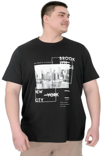 Big Size Mens  T-Shirt New York U25005 Black