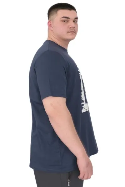Büyük Beden Erkek T-Shirt Bisiklet Yaka Los Angeles U25006 Indigo