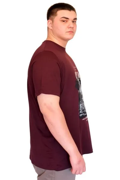 Büyük Beden Erkek T-Shirt Bisiklet Yaka CHILL OUT Baskılı U25008 Mürüdm