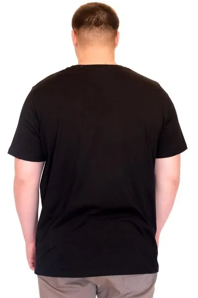 Büyük Beden Erkek T-Shirt Bisiklet Yaka CHILL OUT Baskılı U25008 Siyah