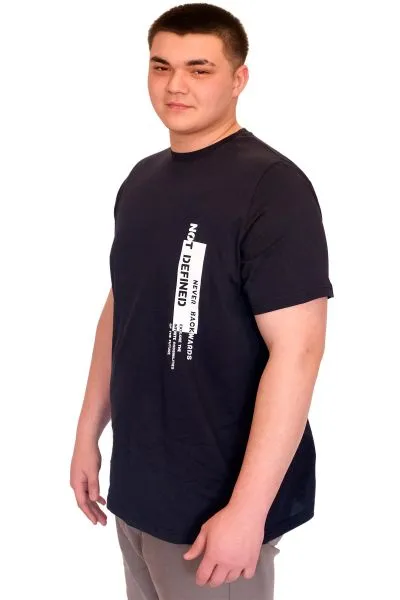 Büyük Beden Erkek T-Shirt Bisiklet Yaka NOT DEFINETS Baskılı U25009 Lacivert