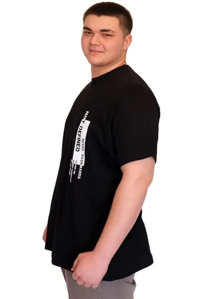 Büyük Beden Erkek T-Shirt Bisiklet Yaka NOT DEFINETS Baskılı U25009 Siyah