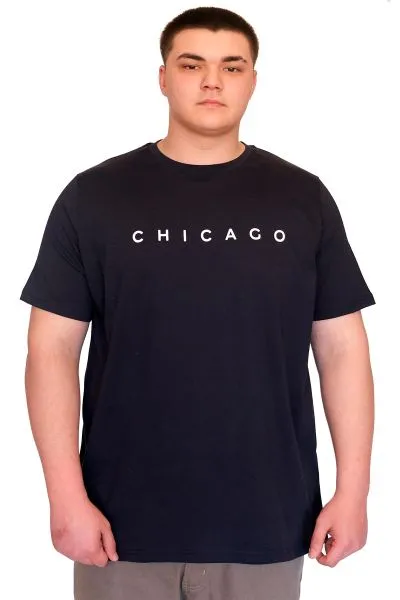 Big Size Mens T-Shirt Crew Neck CHICAGO  U25010 Navy