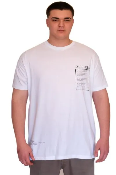 Big Size Mens T-Shirt Crew Neck FAULTLESS U25011 White