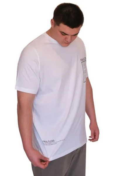 Big Size Mens T-Shirt Crew Neck FAULTLESS U25011 White