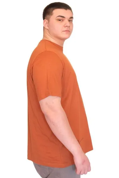 Büyük Beden Erkek T-Shirt Bisiklet Yaka FAULTLESS Basklılı U25011 Tarçın