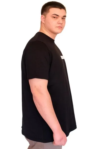 Büyük Beden Erkek T-Shirt Bisiklet Yaka FACTS Baskılı U25012 Siyah