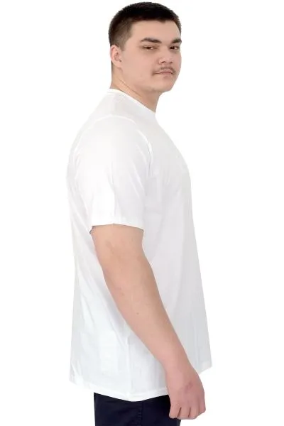 Büyük Beden Erkek T-Shirt Bisiklet Yaka Reseve U25017 Beyaz