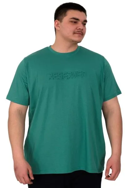 Büyük Beden Erkek T-Shirt Bisiklet Yaka Reseve U25017 Çağla