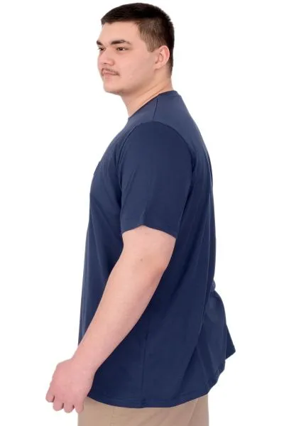Büyük Beden Erkek T-Shirt Bisiklet Yaka Reseve U25017 Indigo