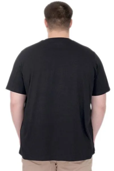 Büyük Beden Erkek T-Shirt Bisiklet Yaka Reseve U25017 Siyah