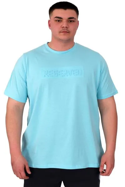 Büyük Beden Erkek T-Shirt Bisiklet Yaka Reseve U25017 Turkuaz