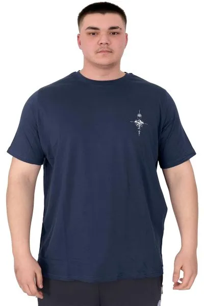 Büyük Beden Erkek T-Shirt Bisiklet Yaka Chneyrmd U25020 Indigo