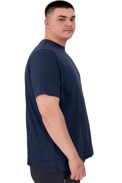 Büyük Beden Erkek T-Shirt Bisiklet Yaka Chneyrmd U25020 Indigo