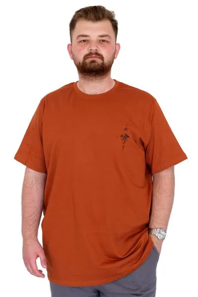 Büyük Beden Erkek T-Shirt Bisiklet Yaka Chneyrmd U25020 Tarçın