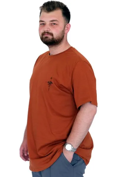 Büyük Beden Erkek T-Shirt Bisiklet Yaka Chneyrmd U25020 Tarçın