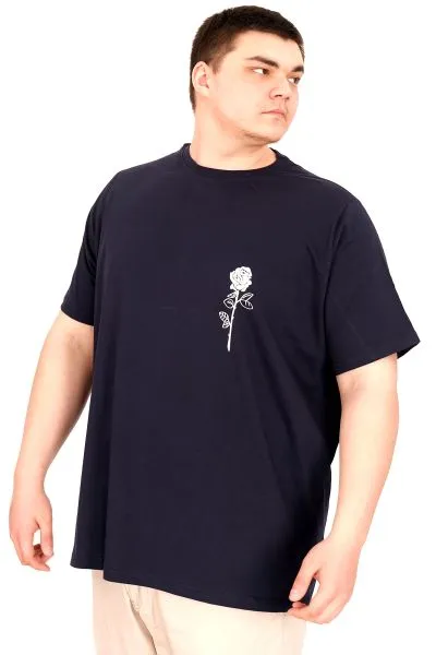 Büyük Beden Erkek T-Shirt Bisiklet Yaka GORGEUS U25022 Lacivert