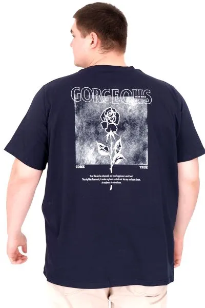 Büyük Beden Erkek T-Shirt Bisiklet Yaka GORGEUS U25022 Lacivert