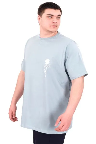 Büyük Beden Erkek T-Shirt Bisiklet Yaka GORGEOUS U25022 Mavi