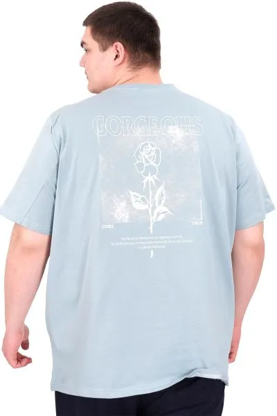Büyük Beden Erkek T-Shirt Bisiklet Yaka GORGEOUS U25022 Mavi