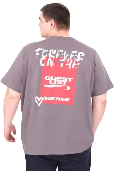 Büyük Beden Erkek T-Shirt Bisiklet Yaka FOREVER U25023 Füme