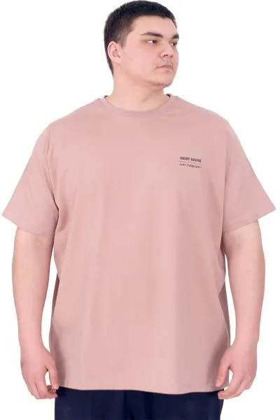Büyük Beden Erkek T-Shirt Bisiklet Yaka FOREVER U25023 Gül Rengi