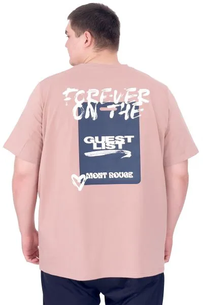 Büyük Beden Erkek T-Shirt Bisiklet Yaka FOREVER U25023 Gül Rengi