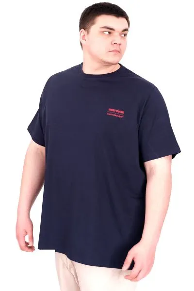 Büyük Beden Erkek T-Shirt Bisiklet Yaka FOREVER U25023 Lacivert