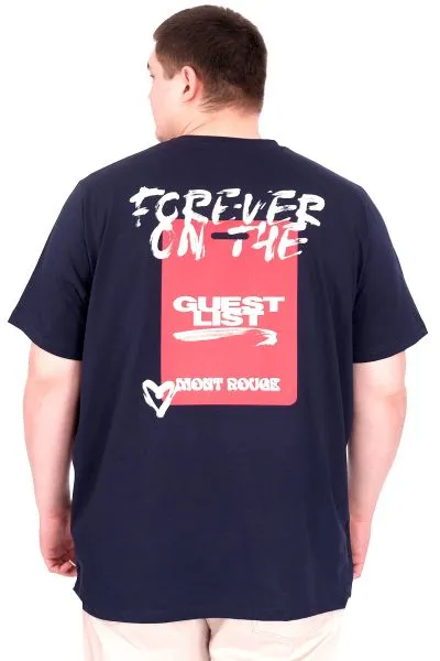 Büyük Beden Erkek T-Shirt Bisiklet Yaka FOREVER U25023 Lacivert