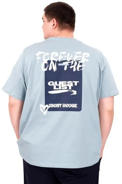Büyük Beden Erkek T-Shirt Bisiklet Yaka FOREVER U25023 Mavi
