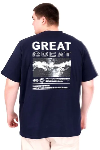 Big Size Mens Tshirt Crew Neck GREAT U25024 Navy
