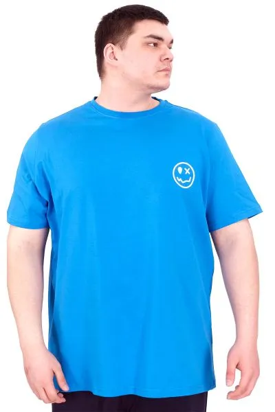 Büyük Beden Erkek T-Shirt Bisiklet Yaka GREAT U25024 Saks