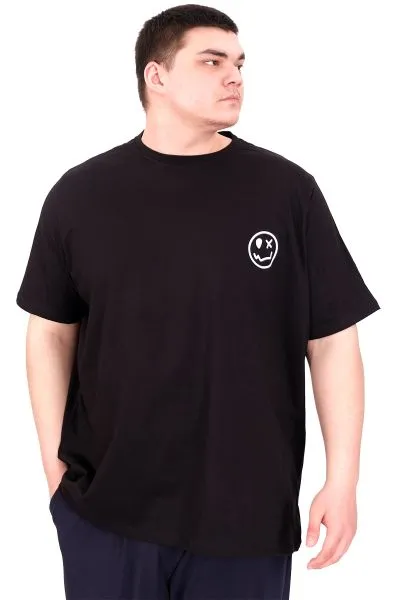 Büyük Beden Erkek T-Shirt Bisiklet Yaka GREAT U25024 Siyah