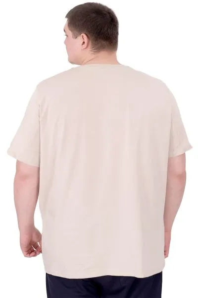 Büyük Beden Erkek Baskılı T-Shirt Palm Dream U25026 Bej