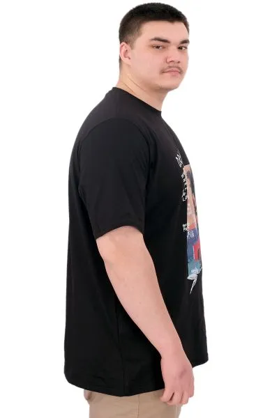 Büyük Beden Erkek Baskılı T-Shirt Palm Dream U25026 Siyah
