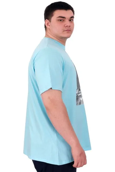 Büyük Beden Erkek T-Shirt Bisiklet Yaka STATUE U25027 Turkuaz