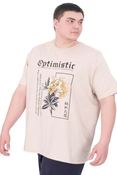 Big Size Mens Tshirt Beige U25028