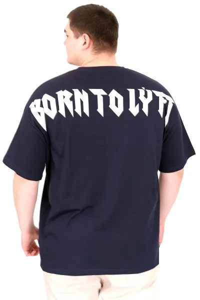 Büyük Beden Erkek T-Shirt Bisiklet Yaka BORN TOLYFT U25029 Lacivert