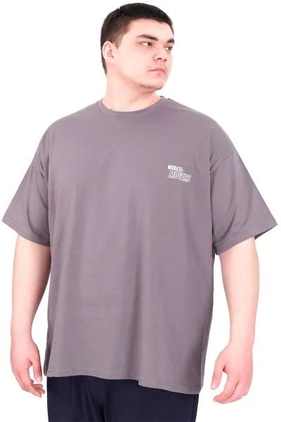Büyük Beden Erkek T-Shirt Bisiklet Yaka FAITH U25030 Füme