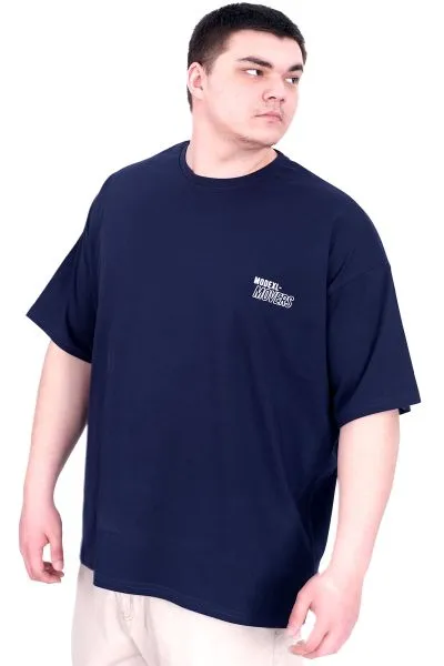 Büyük Beden Erkek T-Shirt Bisiklet Yaka FAITH U25030 Lacivert