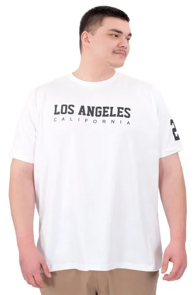 Big Size Mens  T-Shirt Los Angeles U25031 White