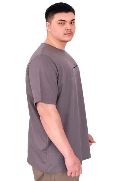 Büyük Beden Erkek T-Shirt Bisiklet Yaka FREEDOM U25033 Füme