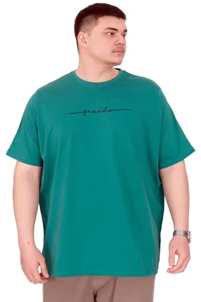 Büyük Beden Erkek T-Shirt Bisiklet Yaka FREEDOM U25033 Nefti