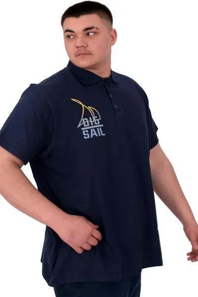 Büyük Beden Erkek T-Shirt Polo Sail U25301 Indigo