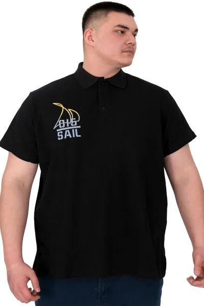 Büyük Beden Erkek T-Shirt Polo Sail U25301 Siyah