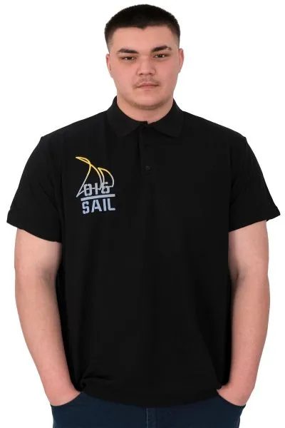 Büyük Beden Erkek T-Shirt Polo Sail U25301 Siyah
